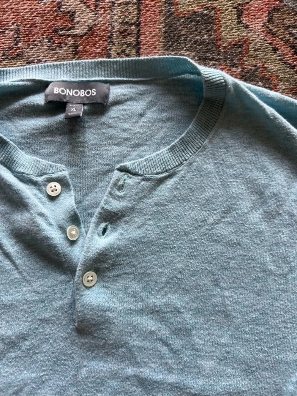 Bonobos Light Blue V-Neck Henley Sweater - Picture 3 of 6